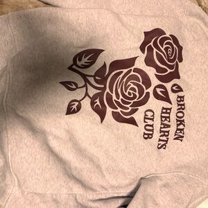 Gray Broken Hearts Club Sweatshirt with Rose Design